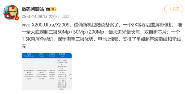 新一代影像灭霸vivo X200 Ultra定了：2亿像素业界最大进光量潜望长焦、双自研芯片