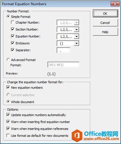 MathType 中如何创建高级等式序号的方法(图2) 序号