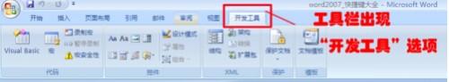 word07开发工具怎么调出来