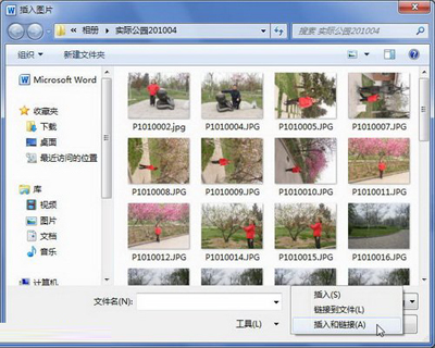 选择“插入和链接”命令